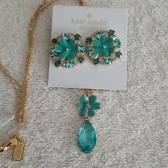 New kate spade Blue Stone Flower Pendant - Picture 9 of 9